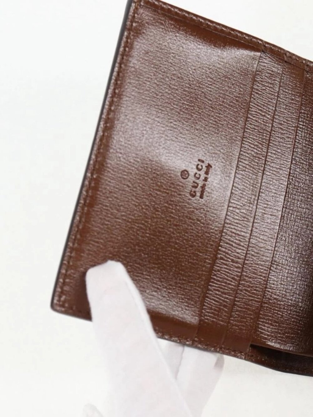 GUCCI GG Supreme Jackie WebbSherry Line Wallet PVC Beige 203495 Auth ki5817V - Picture 11 of 16